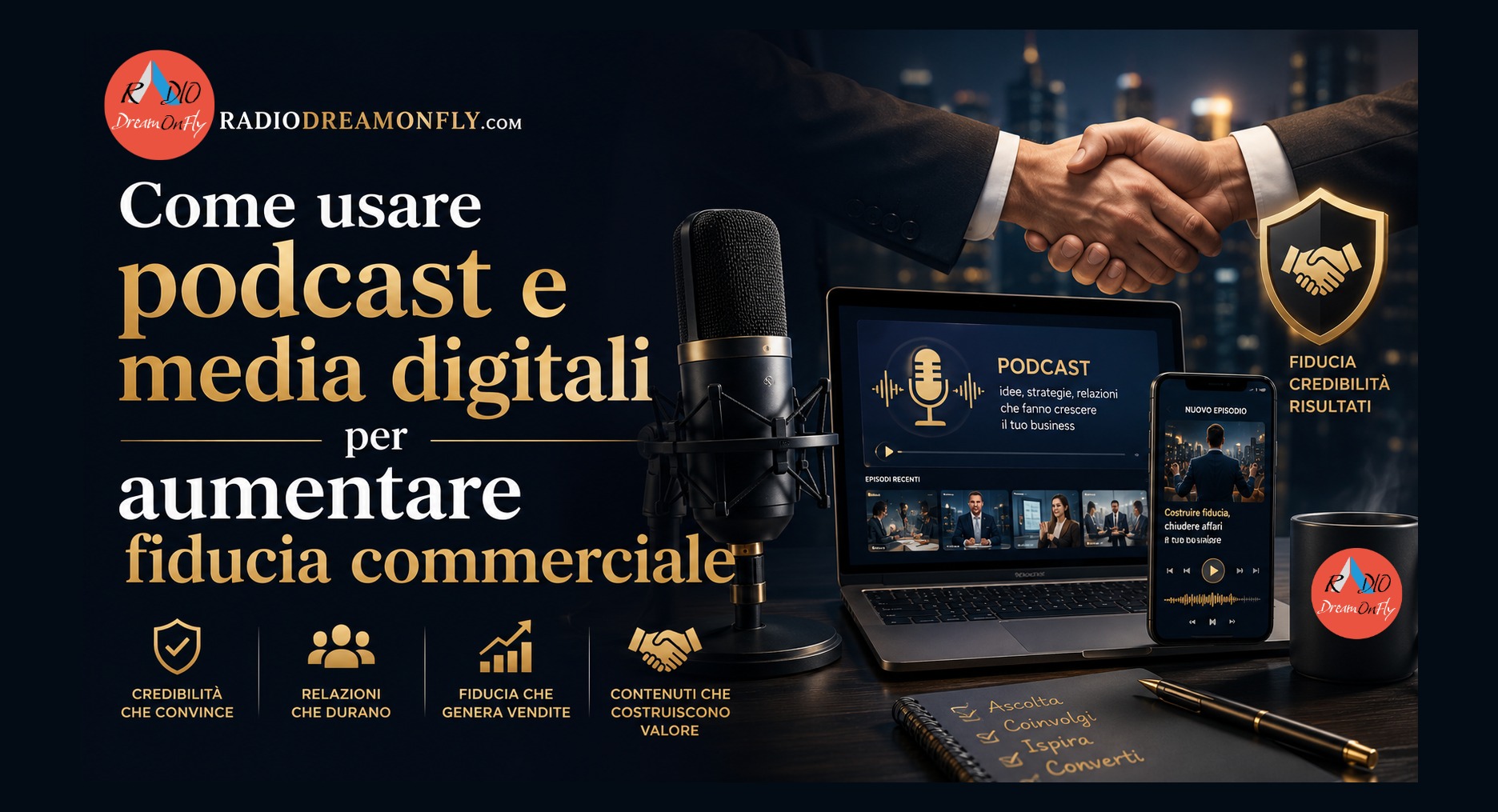 Come usare podcast e media digitali per aumentare fiducia commerciale